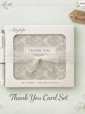 Thank You Card Set • 10 Cards + 10 Envelopes • Lily Style and More